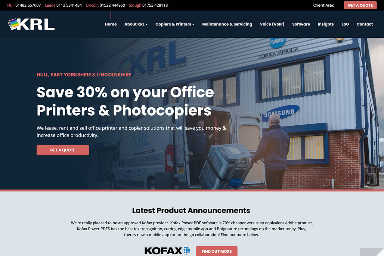 KRL Max package website design by it'seeze leeds