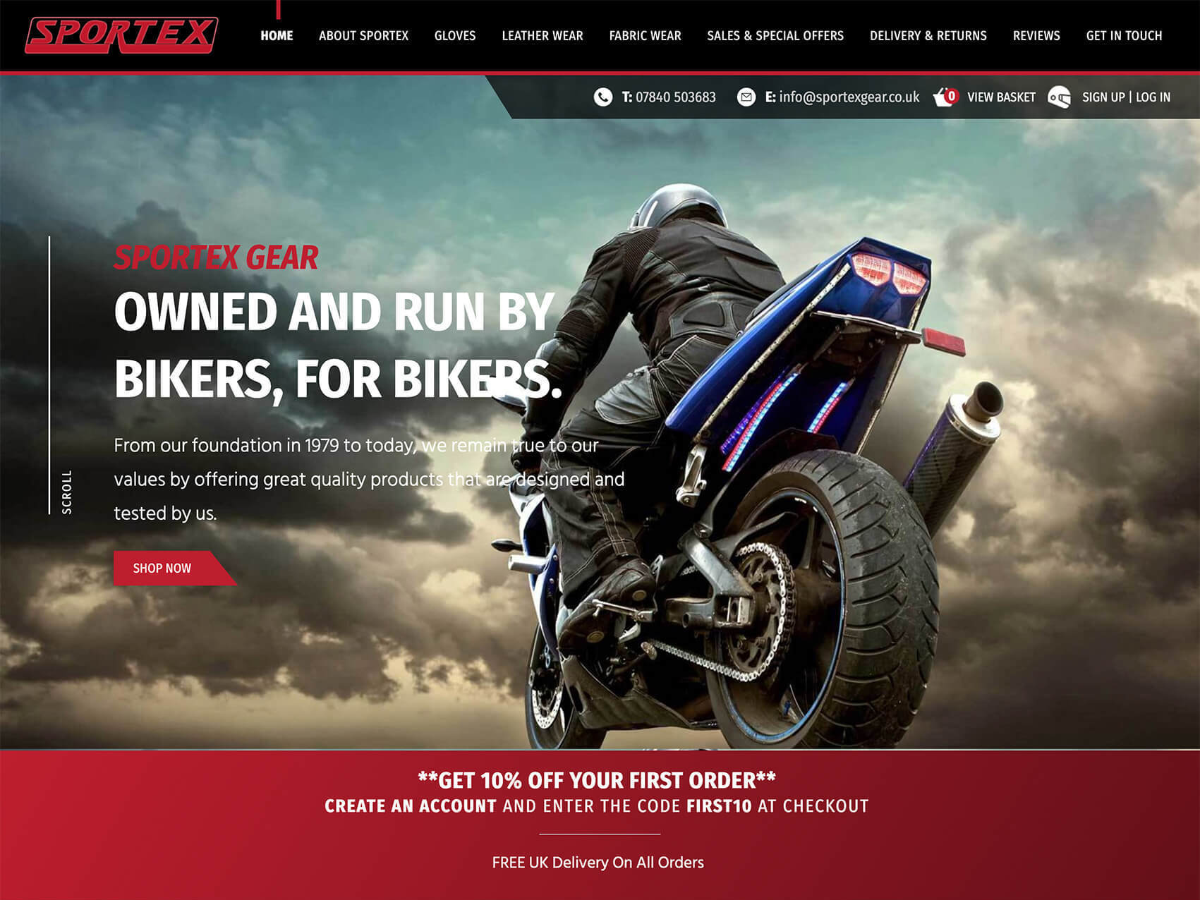 Sportex Gear website design