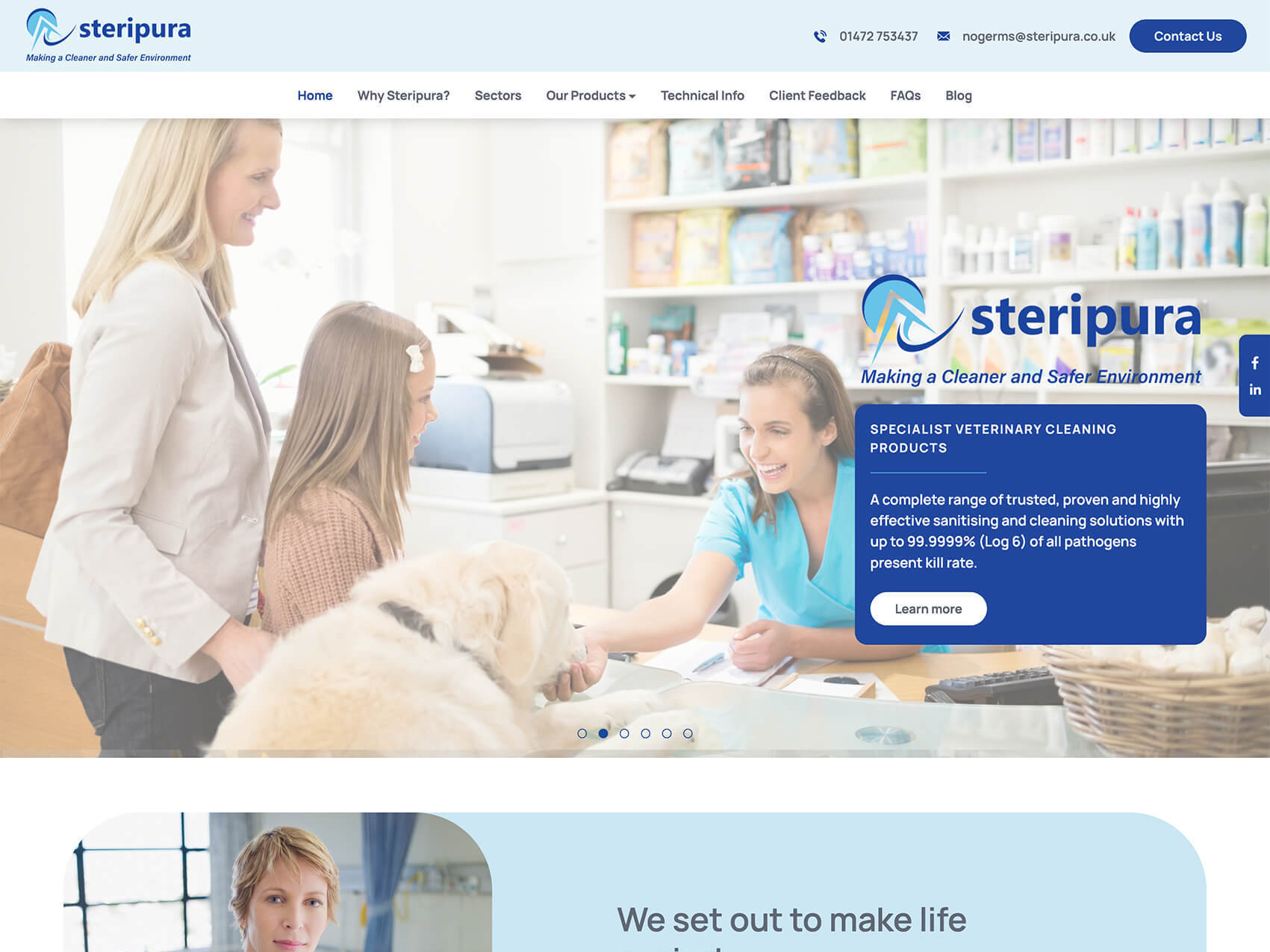 Steripura website design