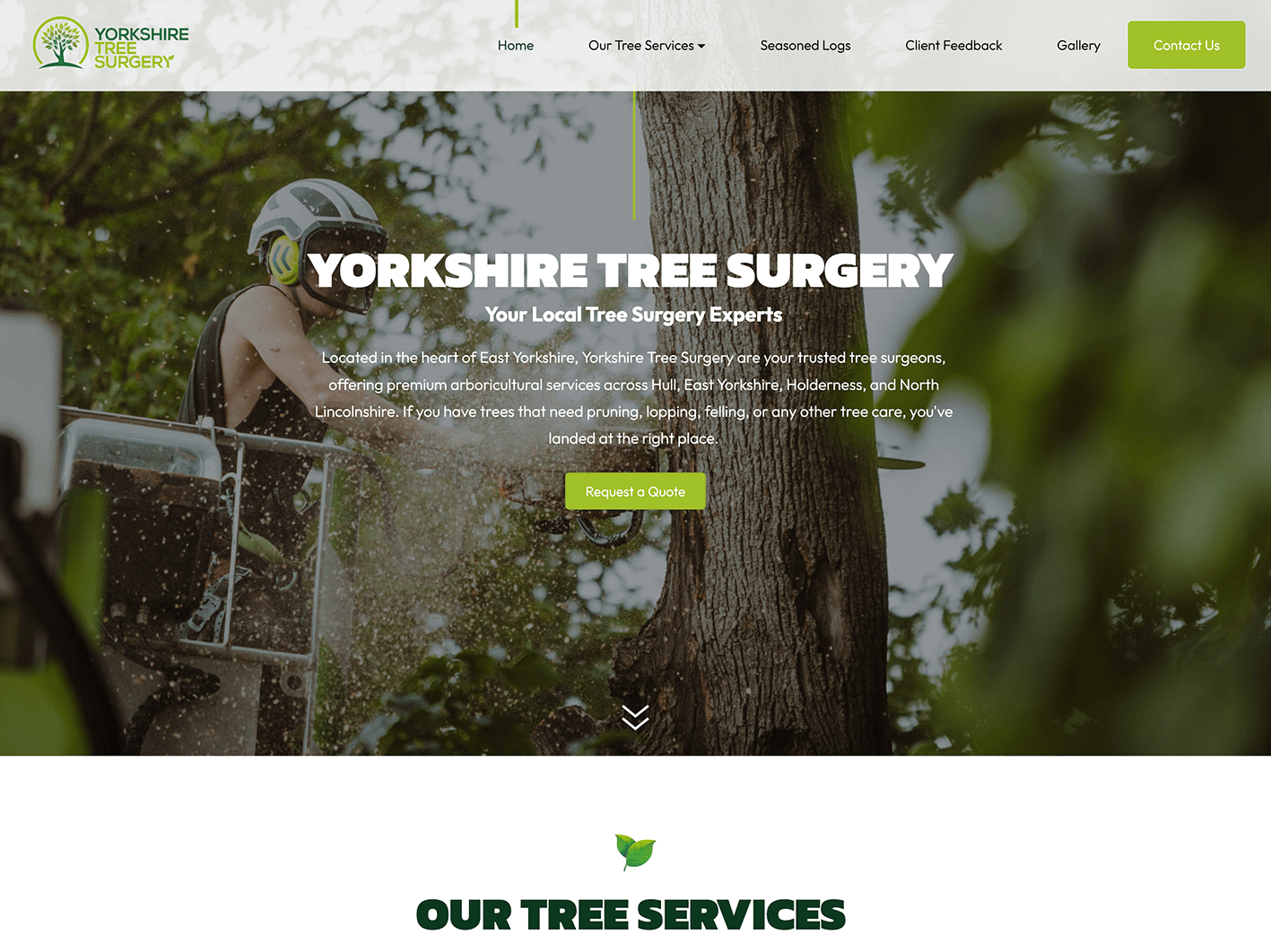 Tree Surgeon Website Example From It'seeze Leeds